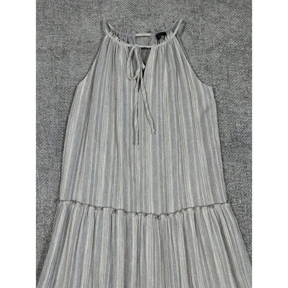 Drew Dress Womens Small Gray Silver Striped Maxi Boho‎ Tiered Cottagecore - Picture 5 of 16